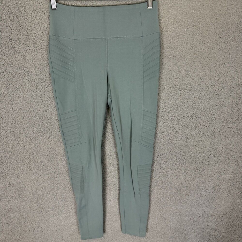 Athleta Leggings Womens S Green Delancey Moto Tight‎ Zip Ankles Skinny Pants